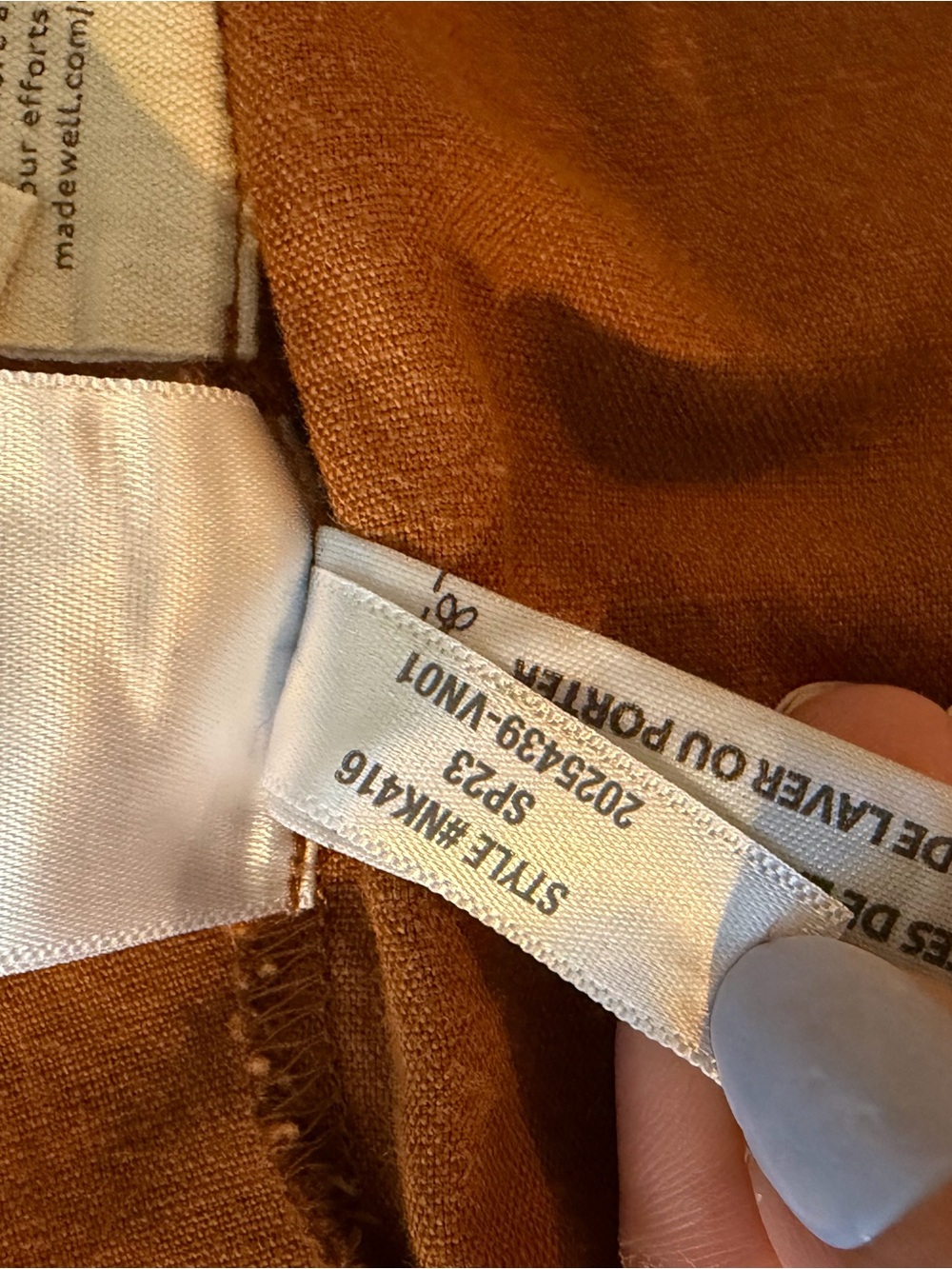 Madewell Seamed Puff-Sleeve Midi Dress Warm Coffee Size 0 Linen Blend - Picture 15 of 15
